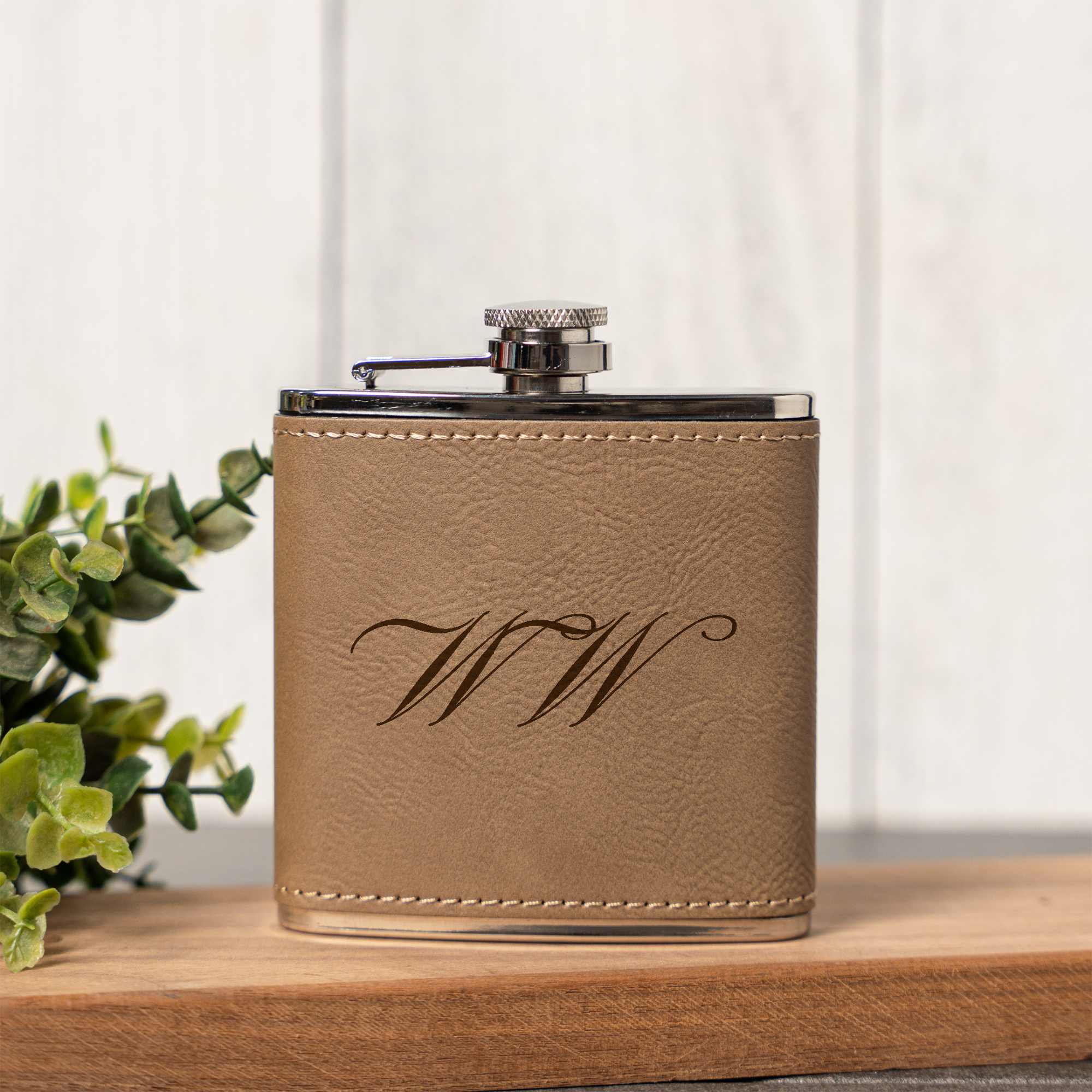 Personalized Leather Wrapped Flask
