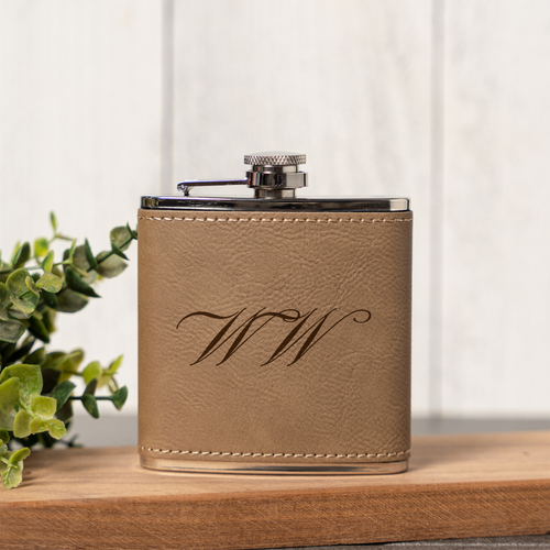 Personalized Leather Wrapped Flask